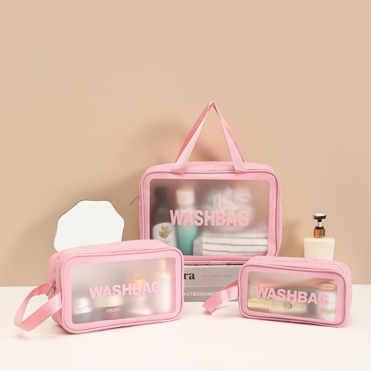 1 Set 3 Pcs Pu Women Travel Storage Bag Toiletry Organize Waterproof Pvc Cosmetic Bag