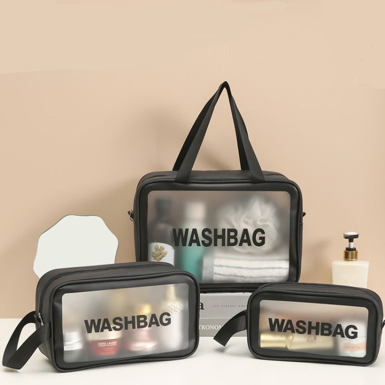 1 Set 3 Pcs Pu Women Travel Storage Bag Toiletry Organize Waterproof Pvc Cosmetic Bag