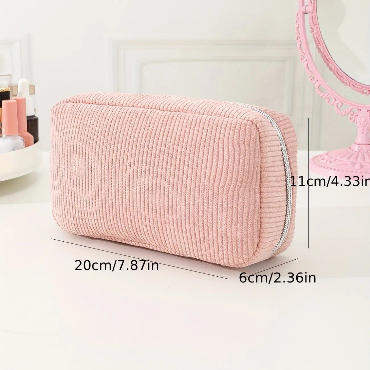 YIWU agent Women Deepblue Corduroy Zipper Make Up Organizer Storage Beauty Cosmetic Bag Wholesale Custom Logo Travel Portable