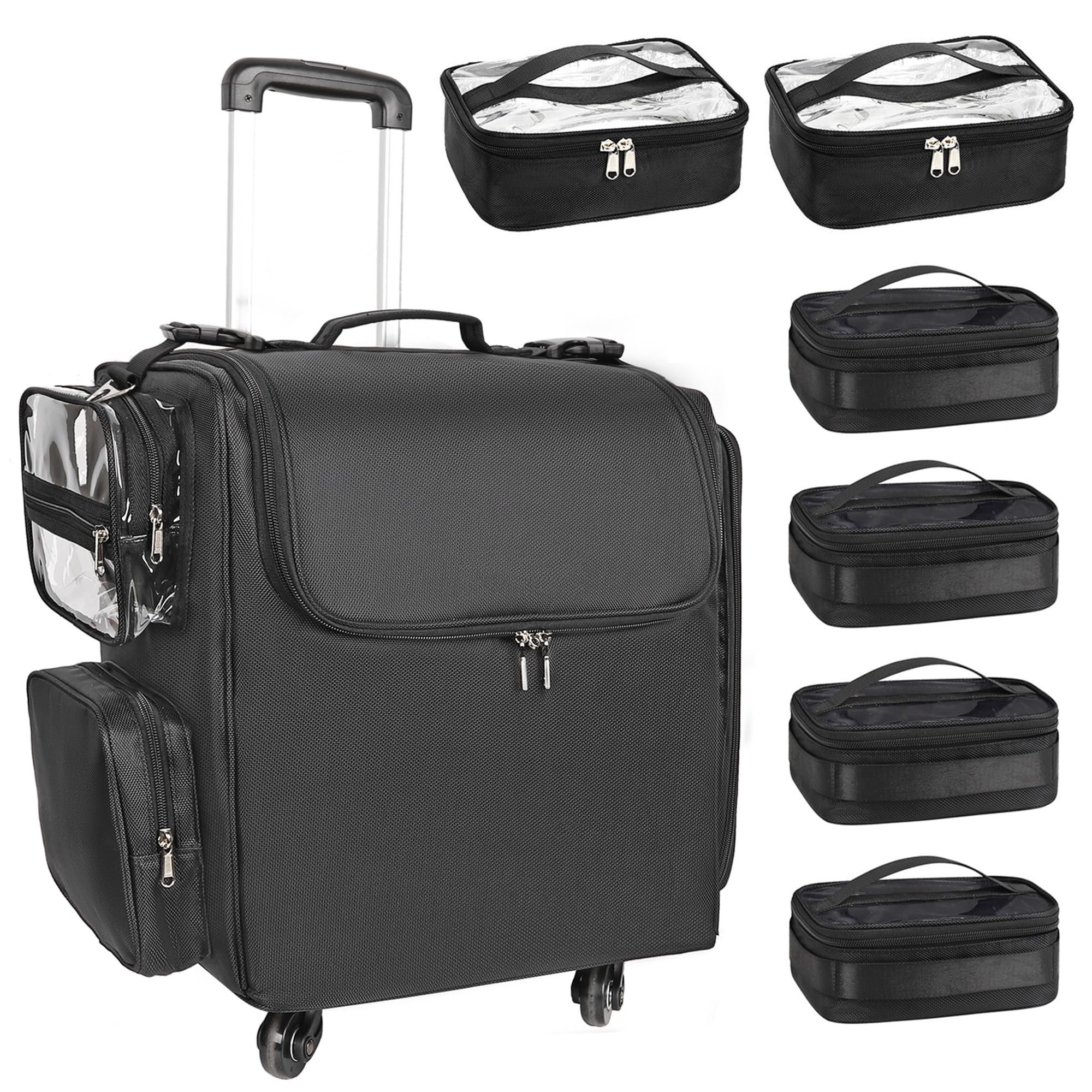 Trolley divided transparent tinfoil pockets Mesh removable compartment Organizers Cosmetic Makeup case bag luggage suitcase