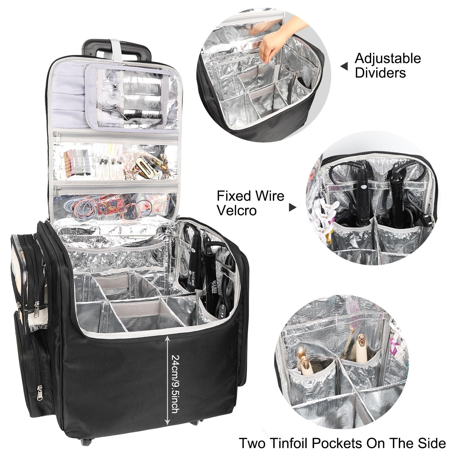 Trolley divided transparent tinfoil pockets Mesh removable compartment Organizers Cosmetic Makeup case bag luggage suitcase
