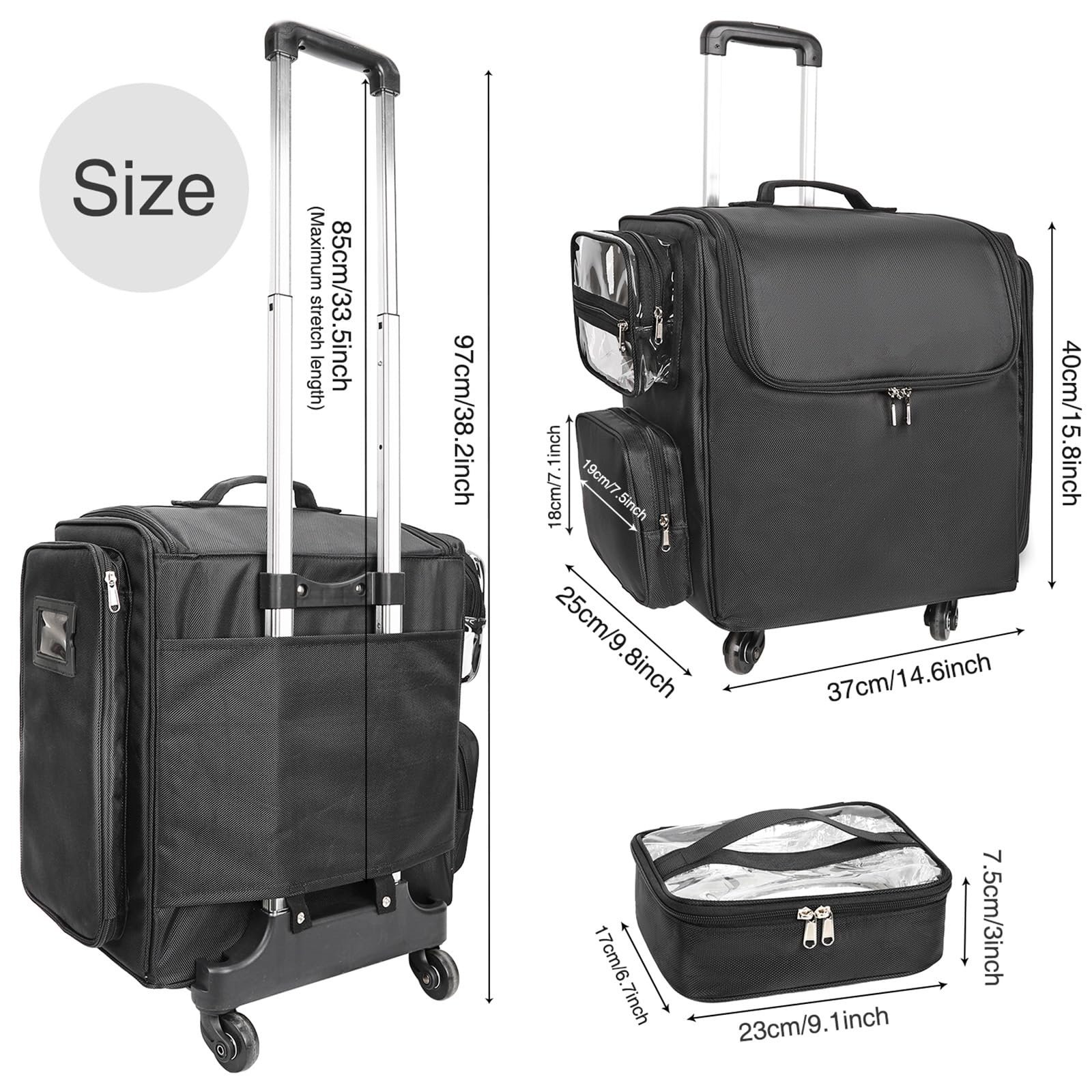 Trolley divided transparent tinfoil pockets Mesh removable compartment Organizers Cosmetic Makeup case bag luggage suitcase