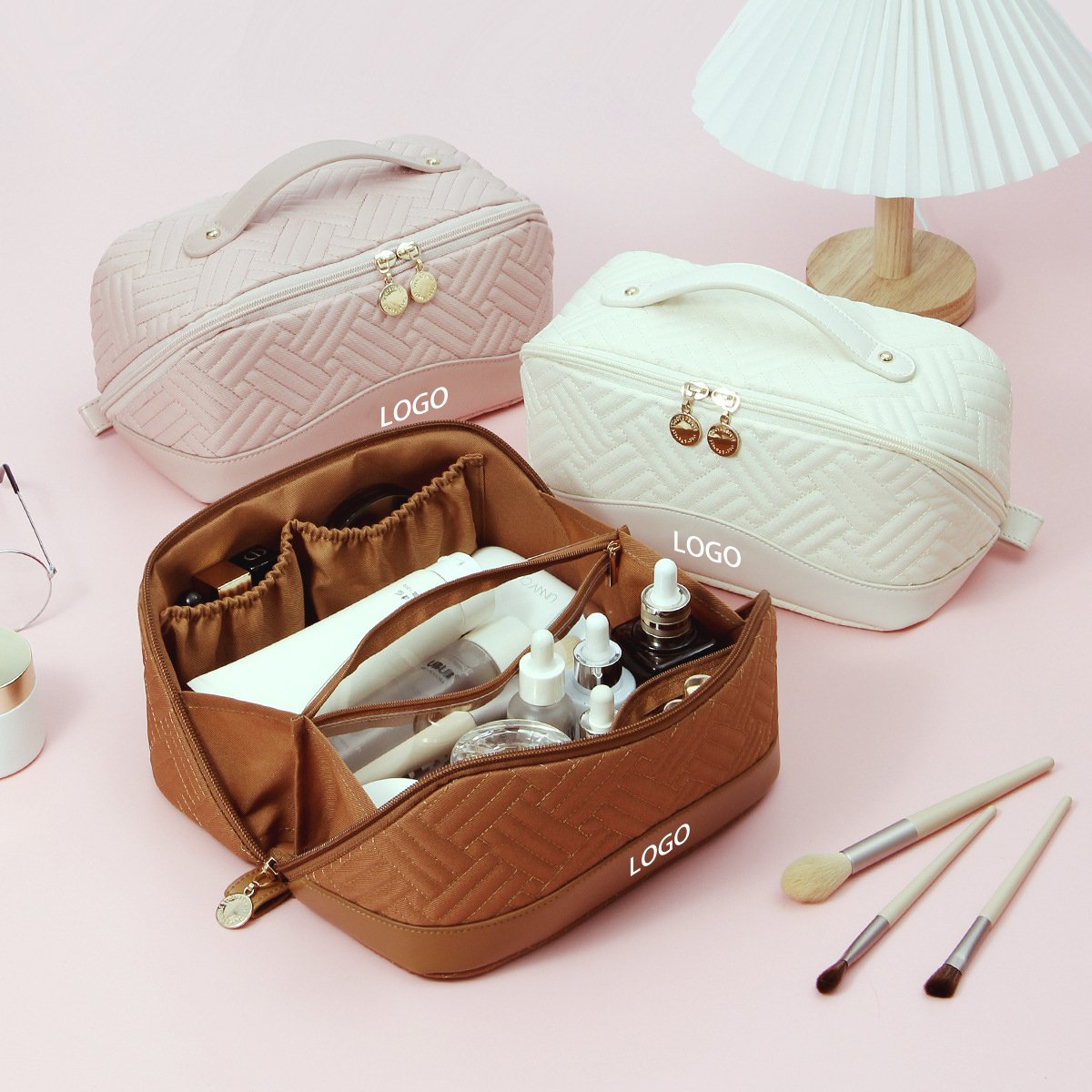 Large Capacity Travel Portable pu Pouch Women Waterproof Bathroom Washbag Multifunction Toiletry Cosmetic Makeup Bag