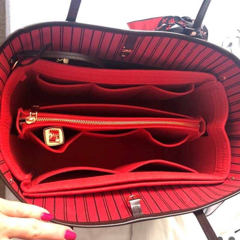Fabric Makeup Organizer for Handbag Travel Inner Insert Purse Felt Insert Cosmetic Bag Organizer
