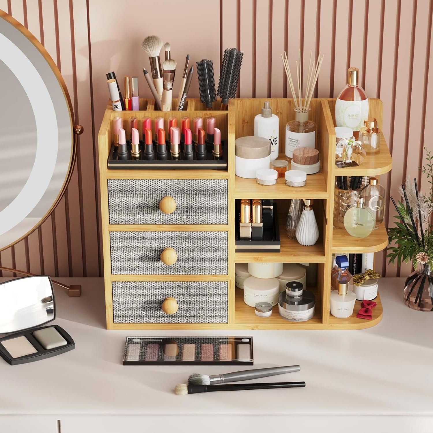Makeup Storage Organizer Holder Large Capacity Cosmetic Skincare Organizers Countertop Makeup Organizer With 10 Shelf