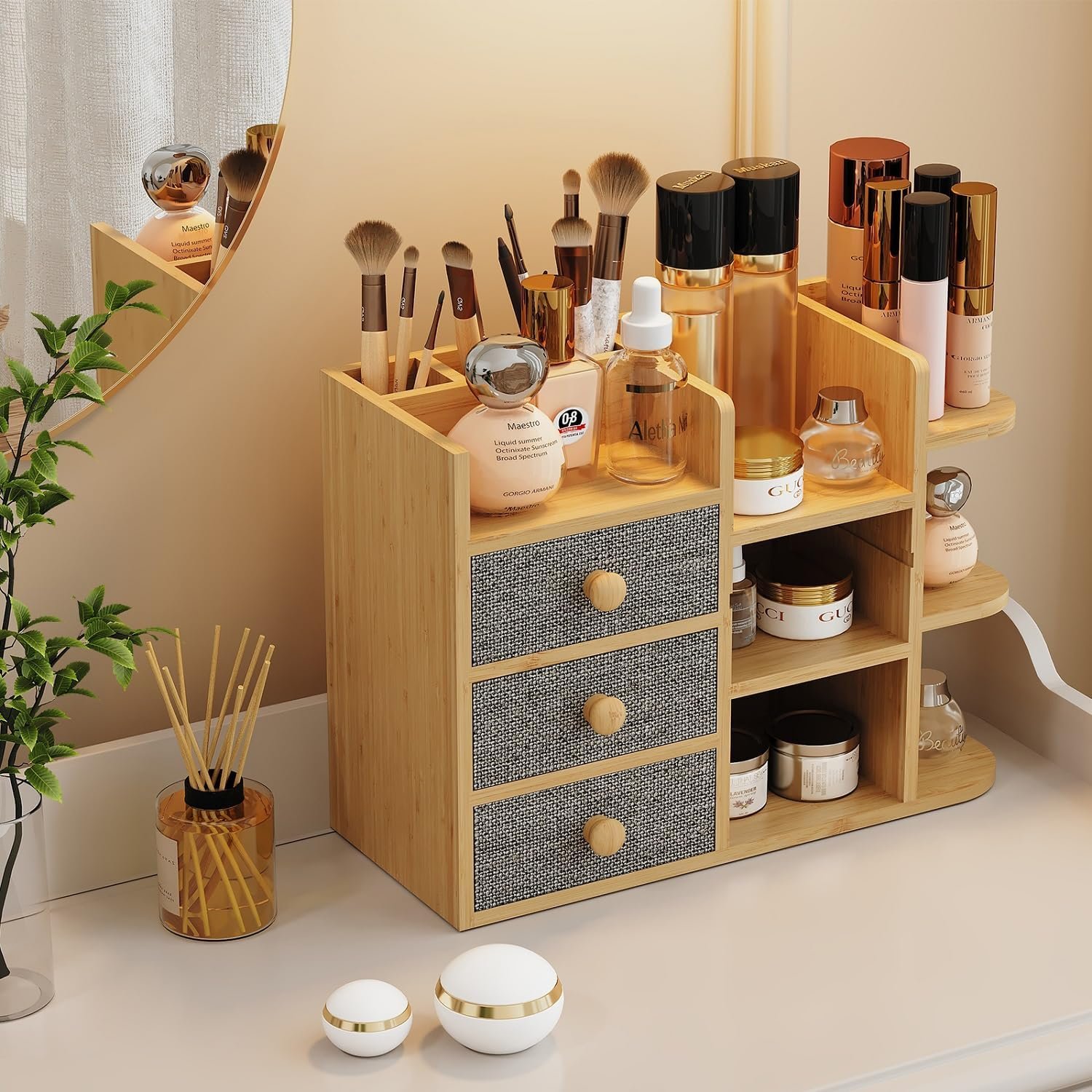 Makeup Storage Organizer Holder Large Capacity Cosmetic Skincare Organizers Countertop Makeup Organizer With 10 Shelf