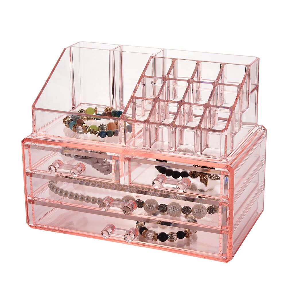 Pink Diamond storage boxes & bins acrylic plastic cosmetic box makeup organizer Acrylic Cosmetic Organizer Makeup Case Holder