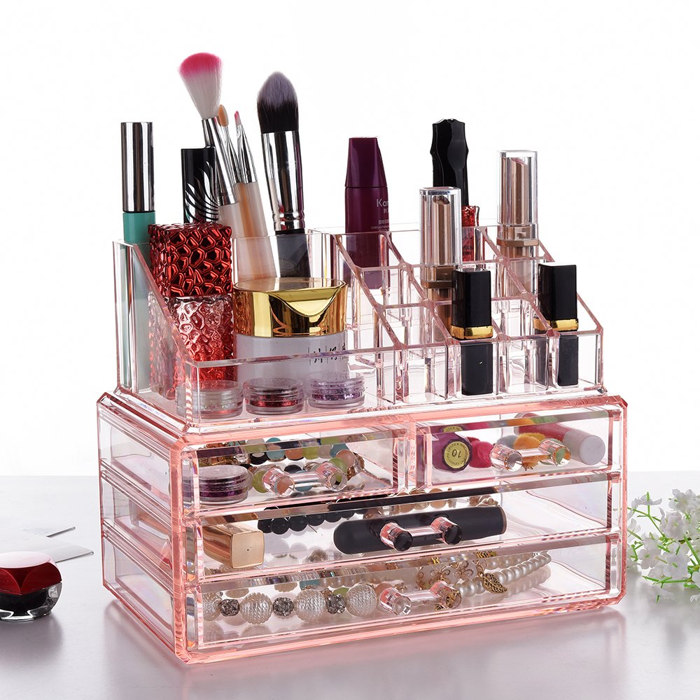 Pink Diamond storage boxes & bins acrylic plastic cosmetic box makeup organizer Acrylic Cosmetic Organizer Makeup Case Holder