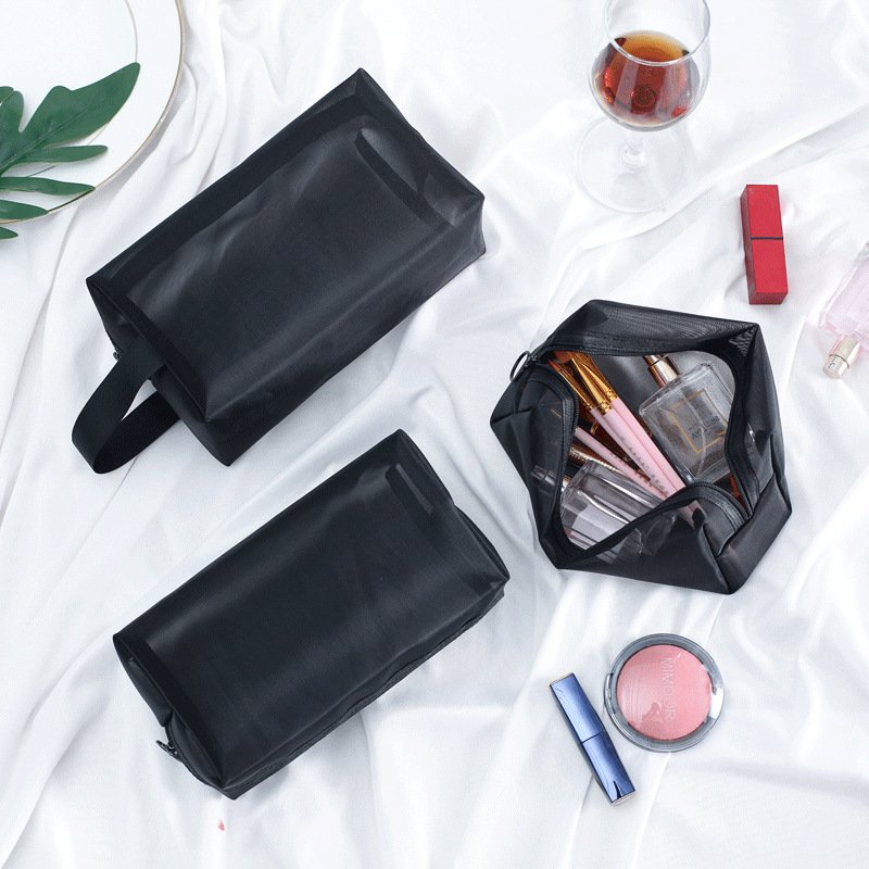 High Quality Custom Nylon Mesh Cosmetic Bag Travel Makeup Zipper Pouch Portable wholesale Woman Makeup Bags Cosmetic Bag Luxury