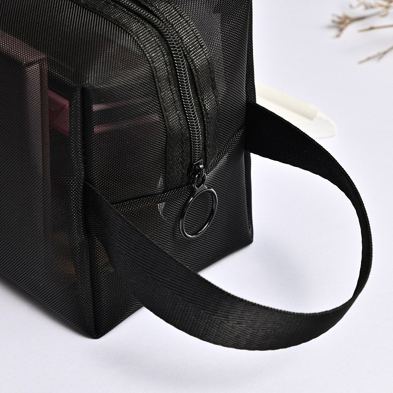 High Quality Custom Nylon Mesh Cosmetic Bag Travel Makeup Zipper Pouch Portable wholesale Woman Makeup Bags Cosmetic Bag Luxury