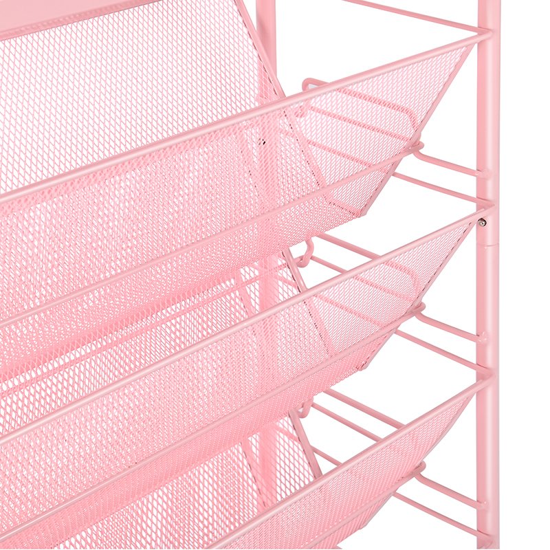 Promotional Multi-Layer Bookshelf Cart Mobile Book Holder Organizing Rack Vertical 5 Tier Magazine Home Storage Trolley