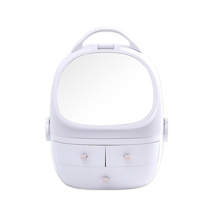 YIKEYOU Large Capacity cosmetic storage box led makeup organizer cosmetic storage box with LED Mirror
