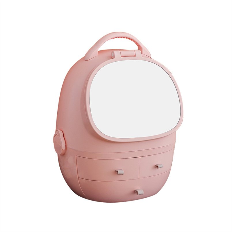 YIKEYOU Large Capacity cosmetic storage box led makeup organizer cosmetic storage box with LED Mirror