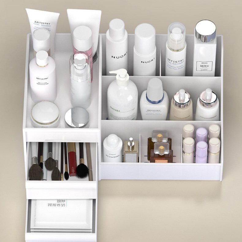 Makeup Organizer Plastic Cosmetic Storage with Drawers Skincare Vanity Box Bathroom Counter Organizer