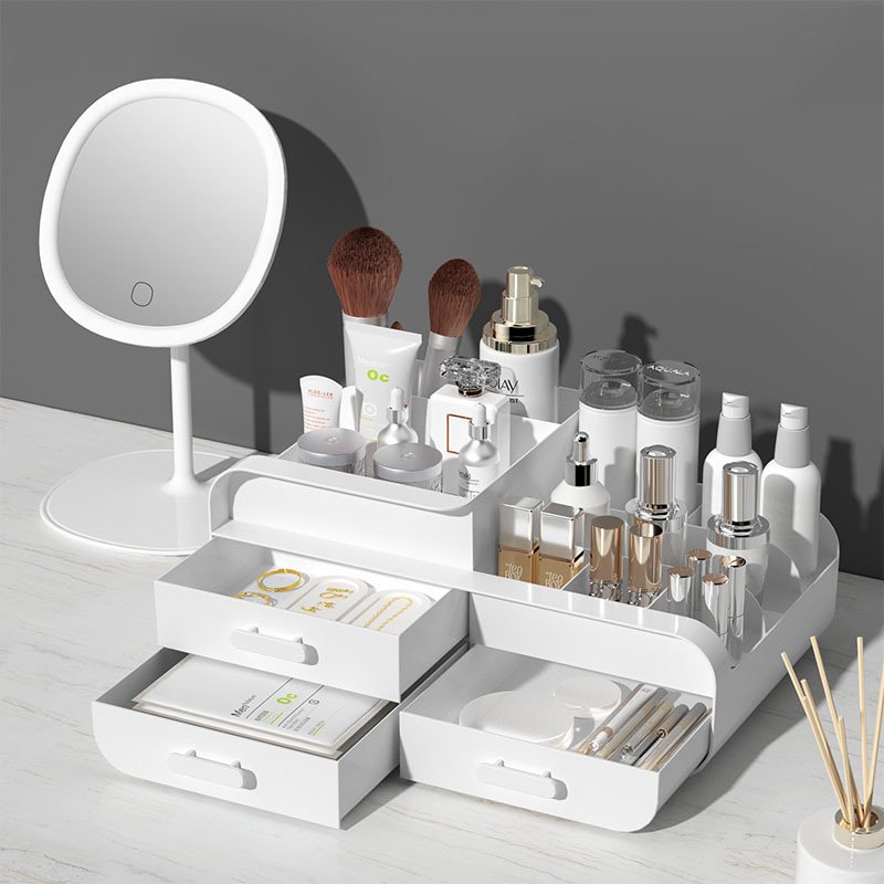Makeup Organizer Plastic Cosmetic Storage with Drawers Skincare Vanity Box Bathroom Counter Organizer