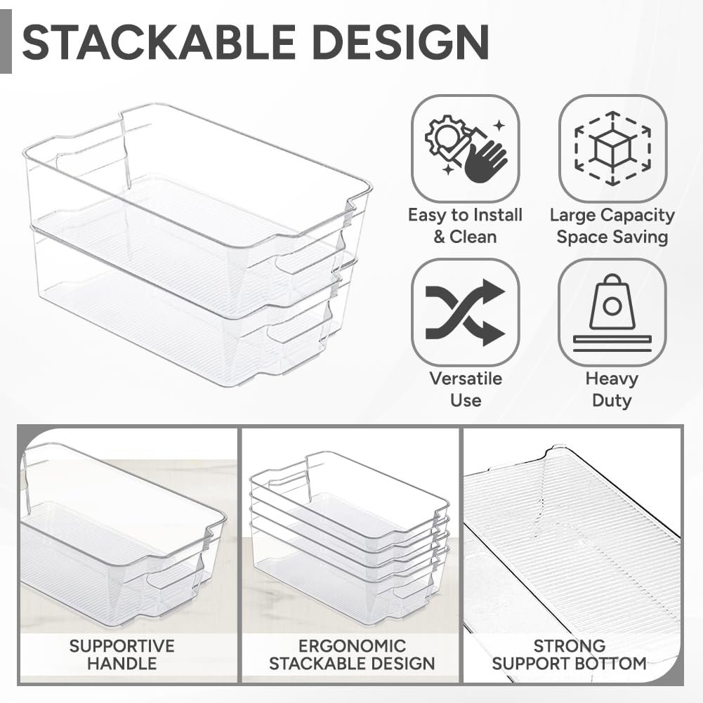 Organizer Bins Refrigerator Organizing Home Kitchen Pantry Organizers and Storage Containers Stackable Clear Plastic Storage Bin
