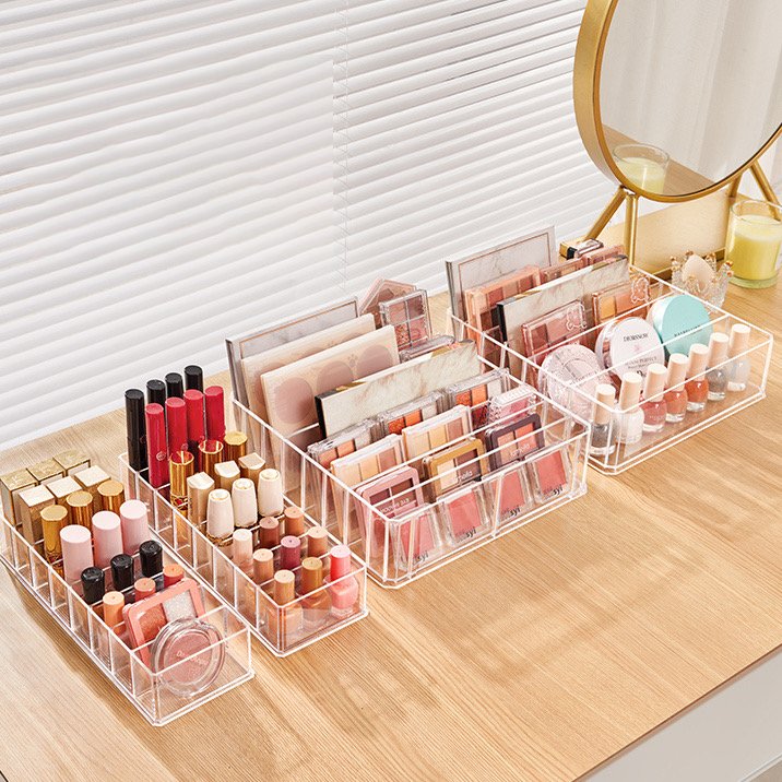 New Large Capacity Desktop Cosmetic Storage Box Organizer Plastic Vertical Desktop Eye Shadow Storage Rack