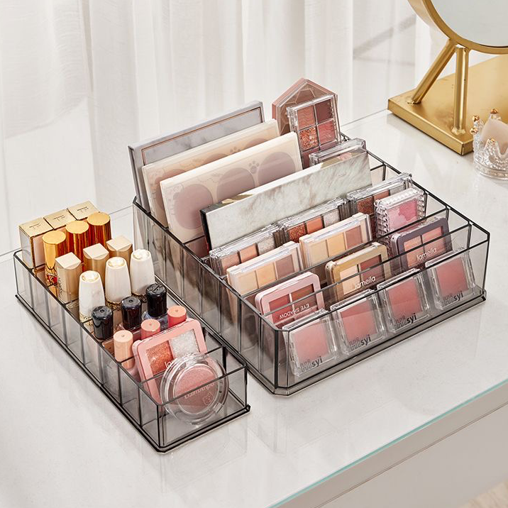 New Large Capacity Desktop Cosmetic Storage Box Organizer Plastic Vertical Desktop Eye Shadow Storage Rack