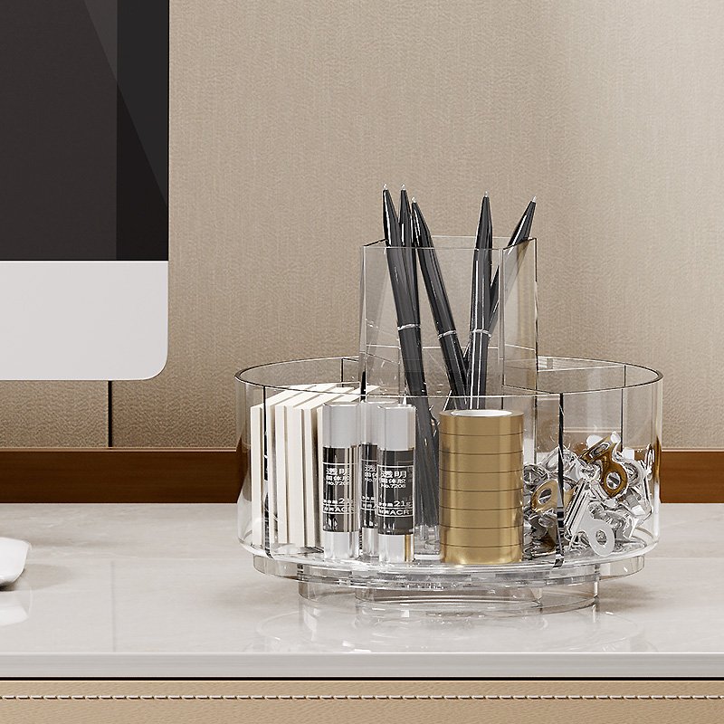 Rotating Makeup Organizer Clear Cosmetic Storage Holder Tray Cosmetics Display Case Turntable Makeup Brush Eyeshadow Holder