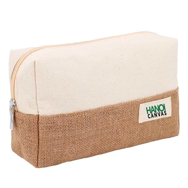 Personalized Custom Logo Travel Cotton Jute Cosmetic Makeup Accessories Skincare Organizer Storage Gift Case Bag Pouch
