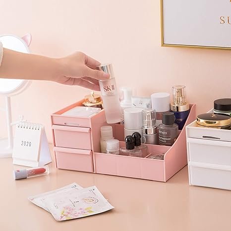 Makeup Organizer for Vanity Bathroom Countertop Cosmetics Organizer with Drawers for Lipstick, Brushes,Eyeshadow