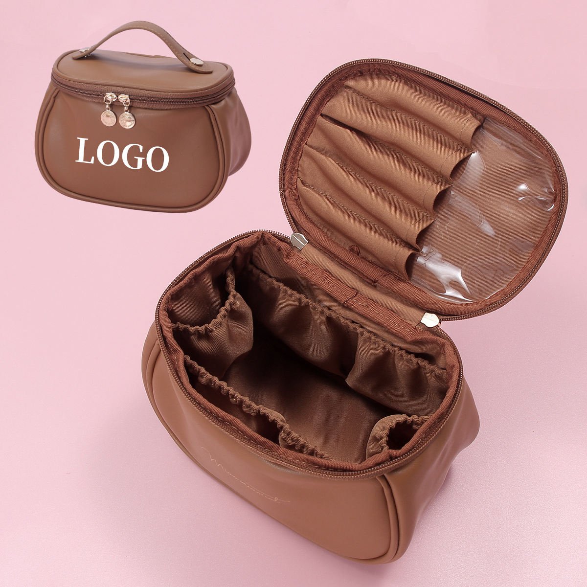 personalized custom easy carry multifunctional small zipper travel organizer cosmetic make up case bag for lady