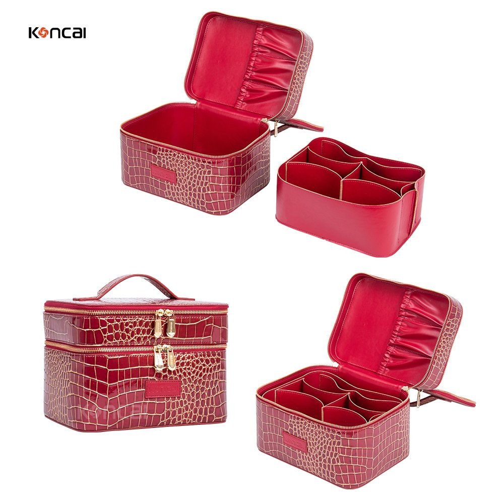 KONCAI Cosmetic case make up accessories travel suitcase vanity box organizers makeup brush bag