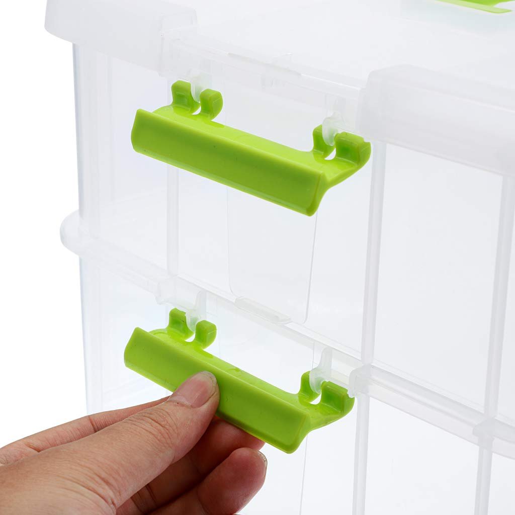 2 Layer Stack & Carry Box Plastic Multipurpose Portable Storage Container Box Handled Organizer Storage Box