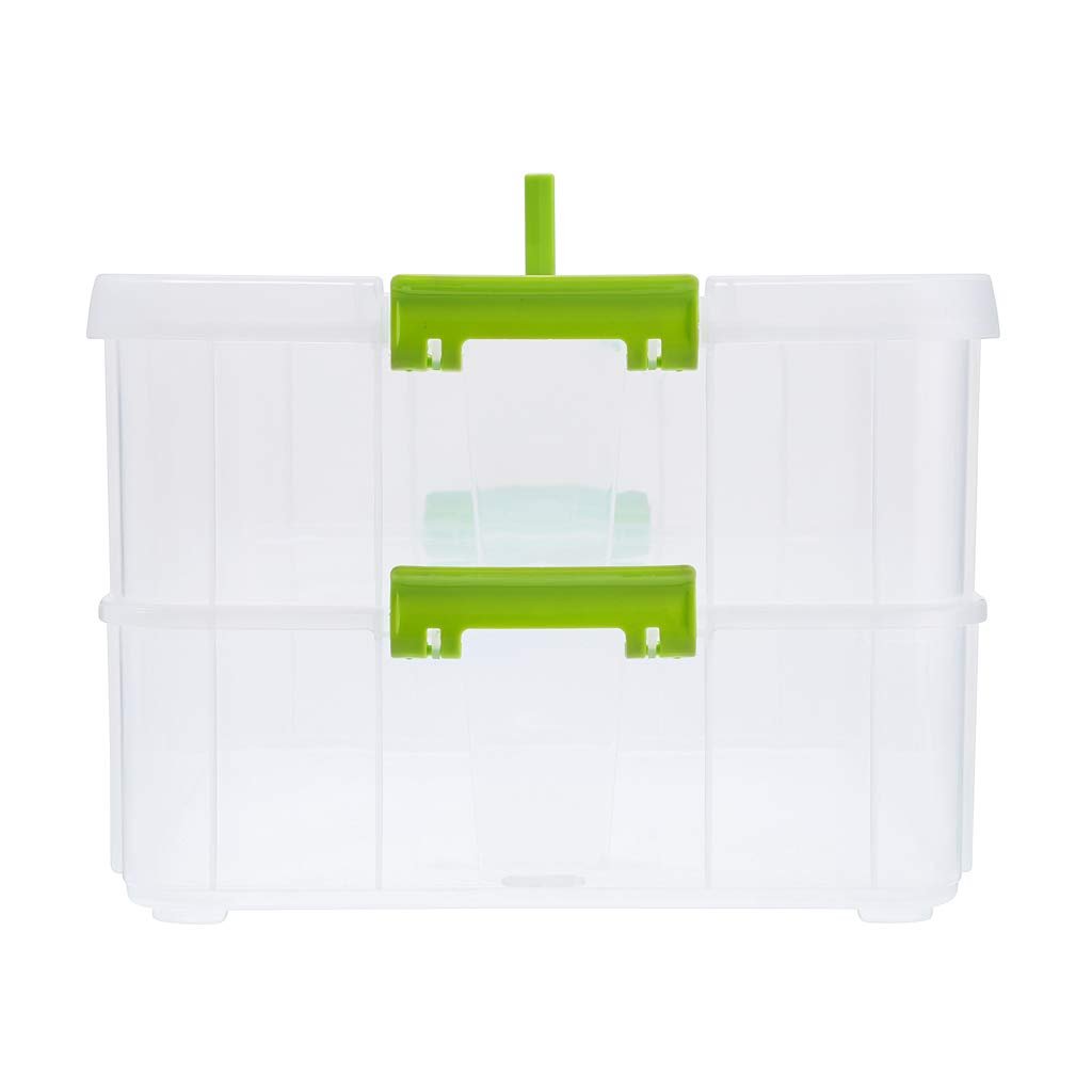2 Layer Stack & Carry Box Plastic Multipurpose Portable Storage Container Box Handled Organizer Storage Box