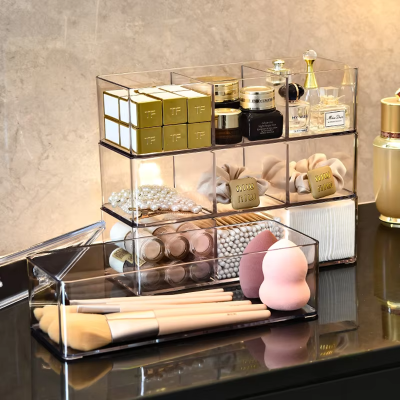 Dresser drawer type storage compartments transparent organizing box Lipstick sample cosmetics bedroom stationery storage box