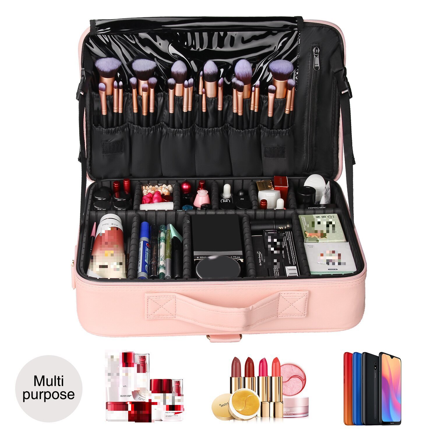 Relavel Makeup Artist Case Brush Storage Organizer for Women Waterproof Makeup Case Professional Travel Cosmetic Bag Case