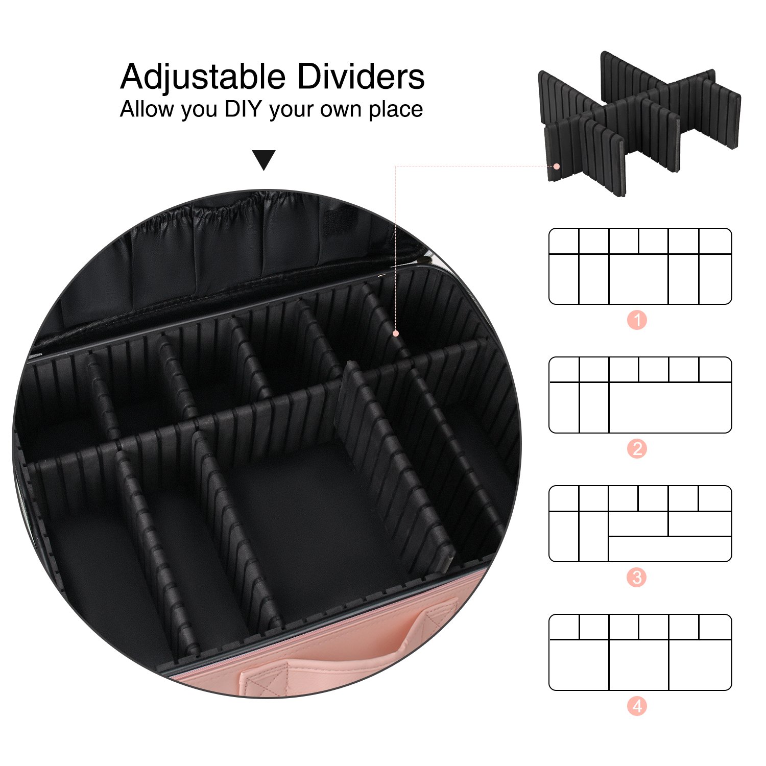 Relavel Makeup Artist Case Brush Storage Organizer for Women Waterproof Makeup Case Professional Travel Cosmetic Bag Case