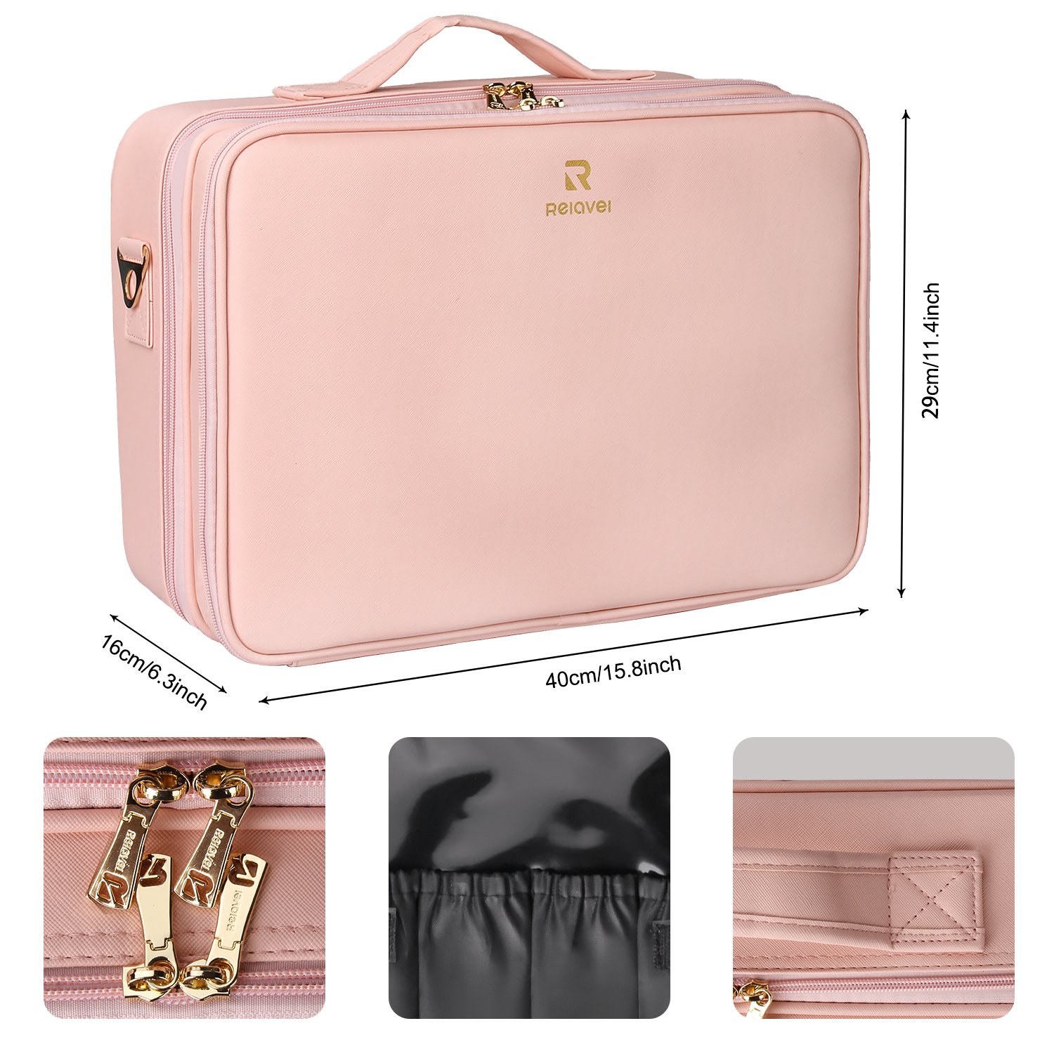 Relavel Makeup Artist Case Brush Storage Organizer for Women Waterproof Makeup Case Professional Travel Cosmetic Bag Case