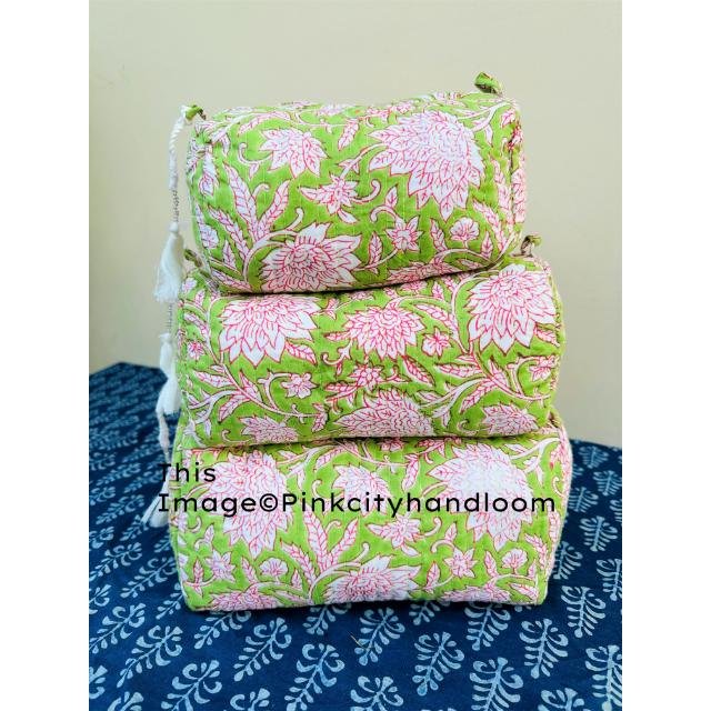 Women Shopping Shoulder Bag Set Of 3 Pcs Toiletry Pouch Organizer Handmade Block Printed Toiletry pouch Makeup Accessory