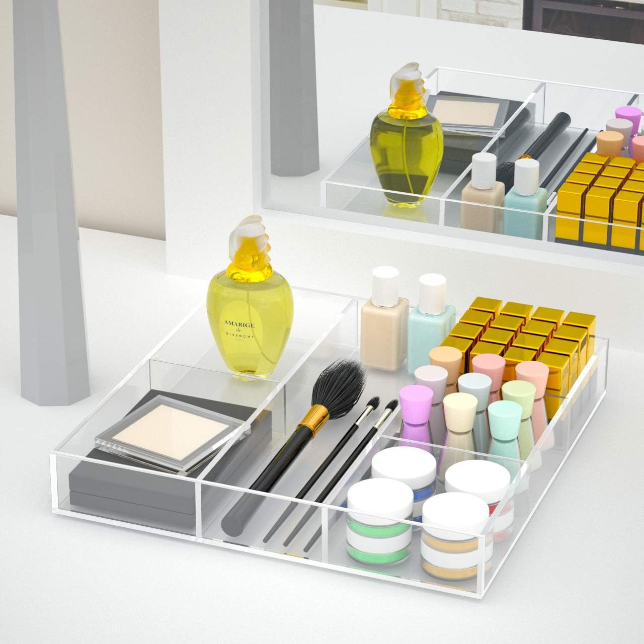 Premium Acrylic Drawer Organizer clear makeup holder desktop organizer for Home office living room