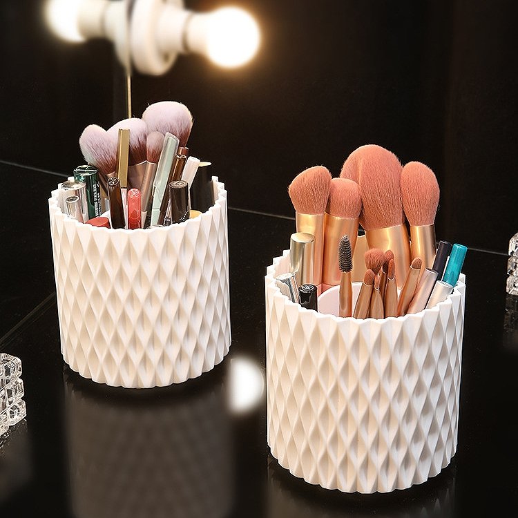 360 rotation Makeup brush storage bucket dustproof container desktop rotate Eyebrow brush Eye shadow lipstick O
