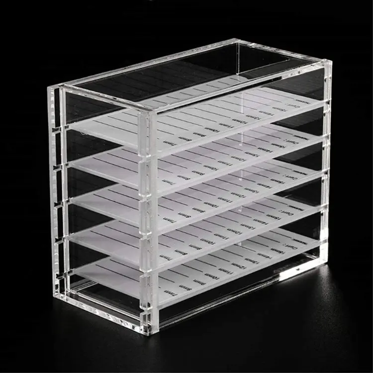 Manufacturer Customized OEM/ODM 5 Layers Acrylic Clear False Eyelash Organizer Case Storage Organizer, Cosmetic Makeup