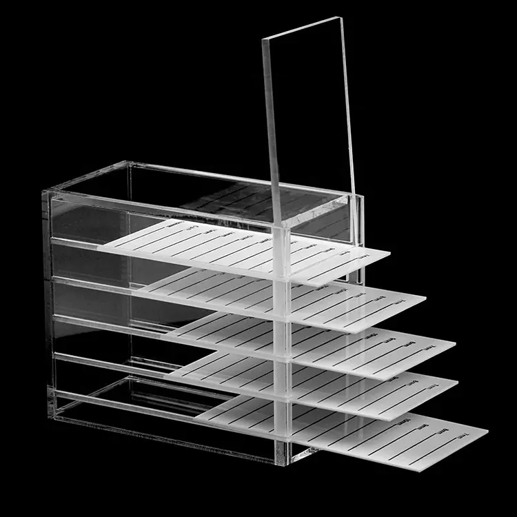 Manufacturer Customized OEM/ODM 5 Layers Acrylic Clear False Eyelash Organizer Case Storage Organizer, Cosmetic Makeup