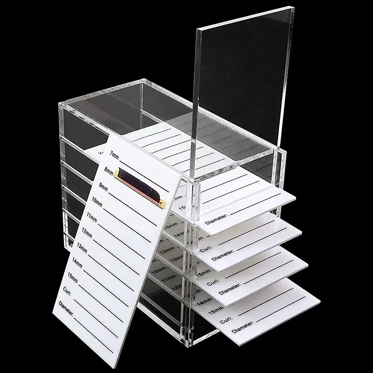Manufacturer Customized OEM/ODM 5 Layers Acrylic Clear False Eyelash Organizer Case Storage Organizer, Cosmetic Makeup