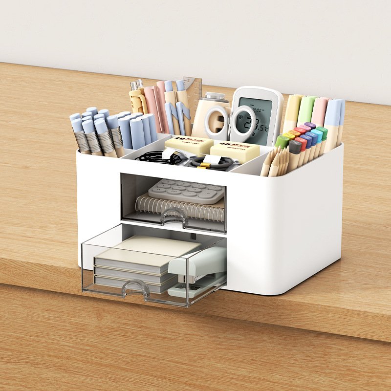 Saving Space Desktop Cosmetic Brush Storage Case With Drawer Makeup Item Pens Desk Organize Box Plastic Holder Organizers