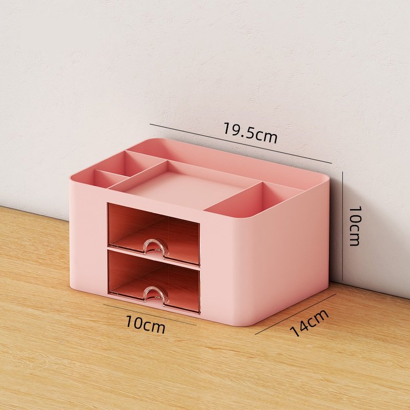 Saving Space Desktop Cosmetic Brush Storage Case With Drawer Makeup Item Pens Desk Organize Box Plastic Holder Organizers