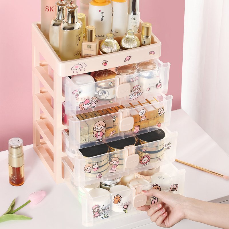 2-layers Customized Logo Desktop Storage Holder Makeup Brushes Desk Organizer for Office Supplies makeup drawers storage