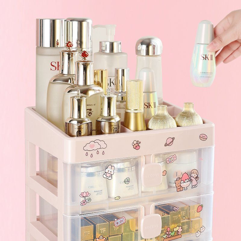 2-layers Customized Logo Desktop Storage Holder Makeup Brushes Desk Organizer for Office Supplies makeup drawers storage