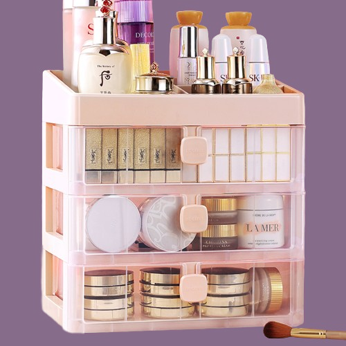 2-layers Customized Logo Desktop Storage Holder Makeup Brushes Desk Organizer for Office Supplies makeup drawers storage