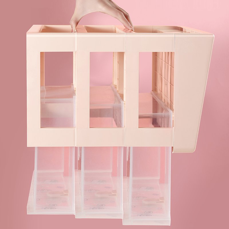 2-layers Customized Logo Desktop Storage Holder Makeup Brushes Desk Organizer for Office Supplies makeup drawers storage
