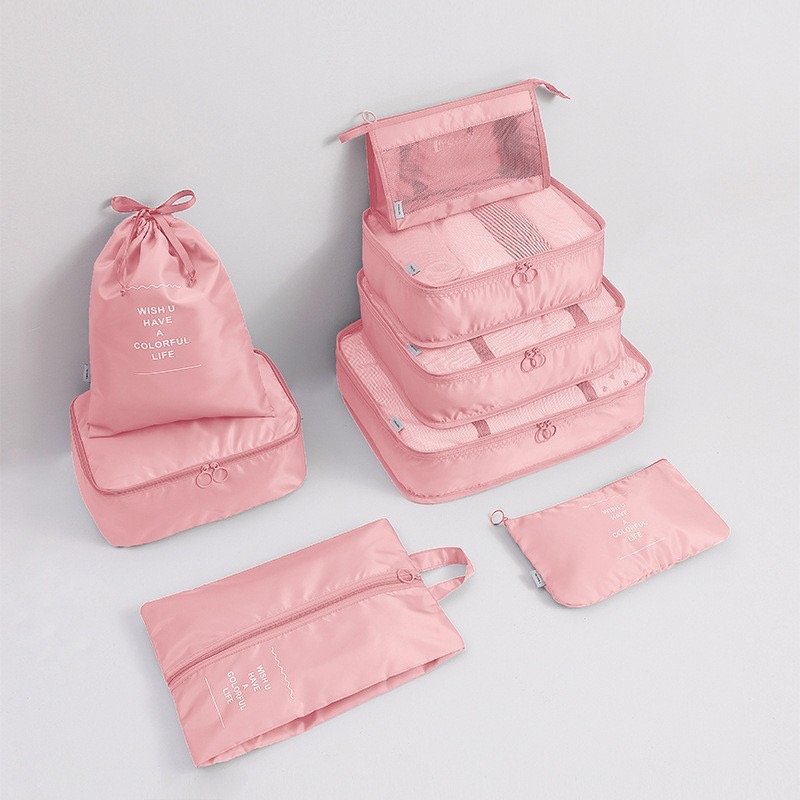 Luggage Storage Bag 8 Pcs Set Travel Organizer Bag For Carry On Suitcases Foldable Travel Cubes Set