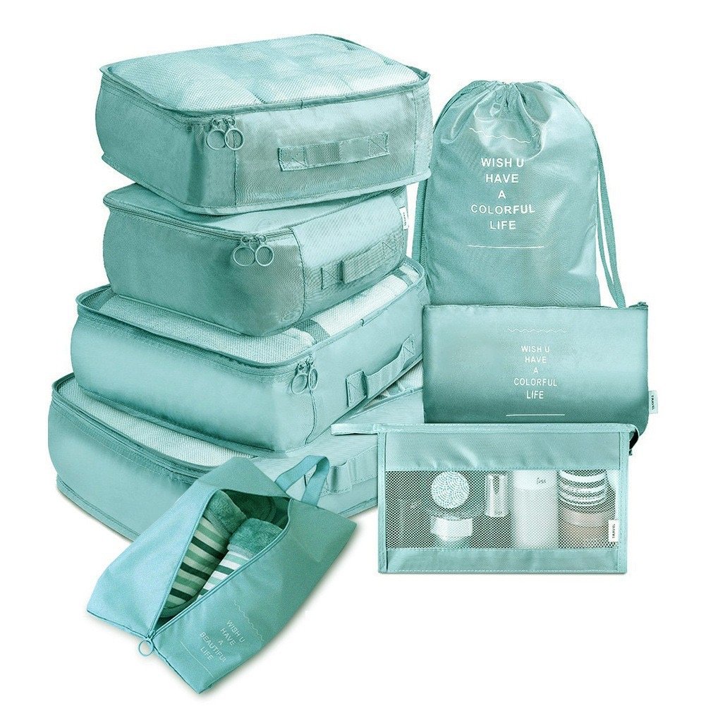 Luggage Storage Bag 8 Pcs Set Travel Organizer Bag For Carry On Suitcases Foldable Travel Cubes Set
