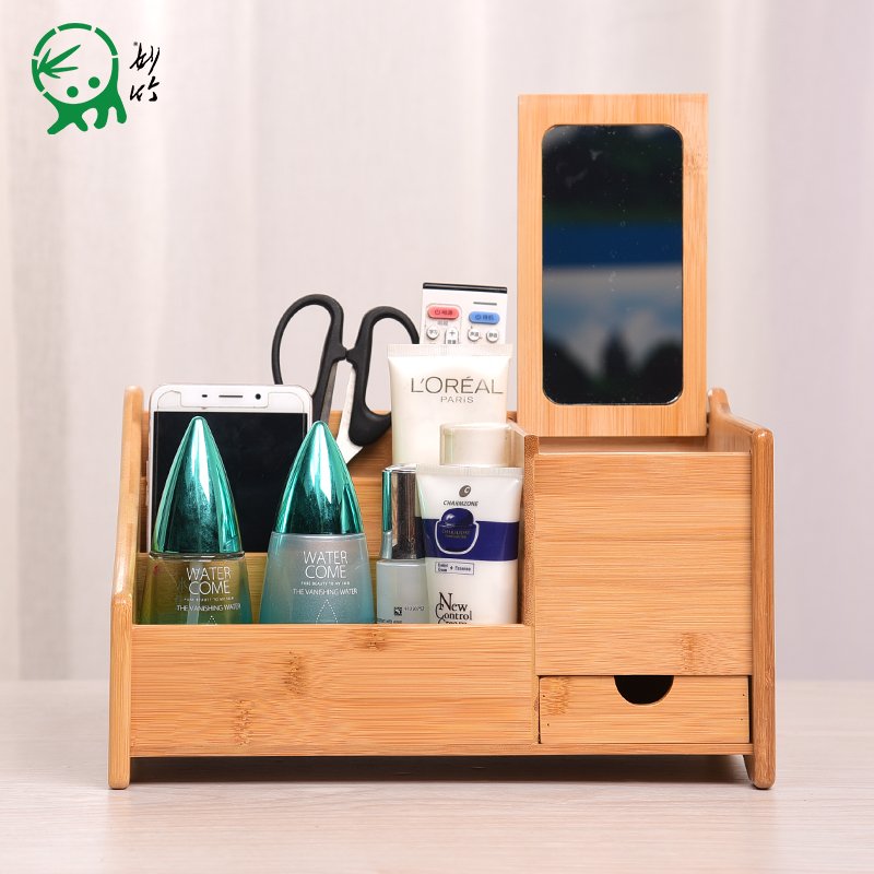 Wholesale storage boxes Bamboo Wood Makeup Organizer Desk Organizer Storage Boxes