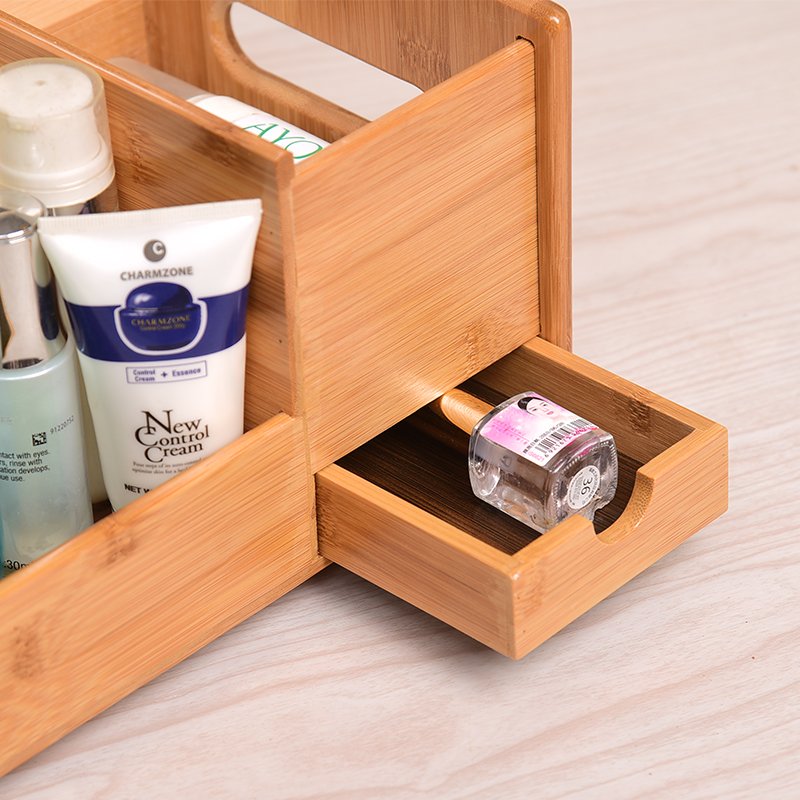 Wholesale storage boxes Bamboo Wood Makeup Organizer Desk Organizer Storage Boxes