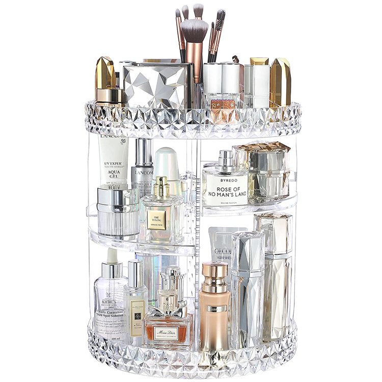 Adjustable multi-function Acrylic Cosmetic Storage 360 Rotating Makeup Organizer